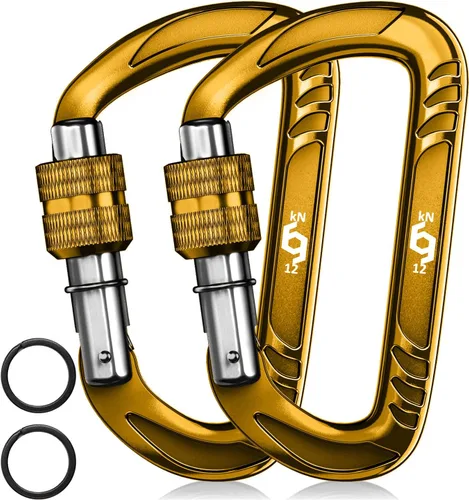 Vista 17 de Rhino Produxs 12kN (2697 lbs) Heavy Duty Carabiner Clips Autolocking Negro