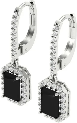 Vista 2 de Clara Pucci 3.67 ct esmeralda brillante corte redondo halo solitario VVS1 impecable ónix negro natural par de aretes colgantes de palanca