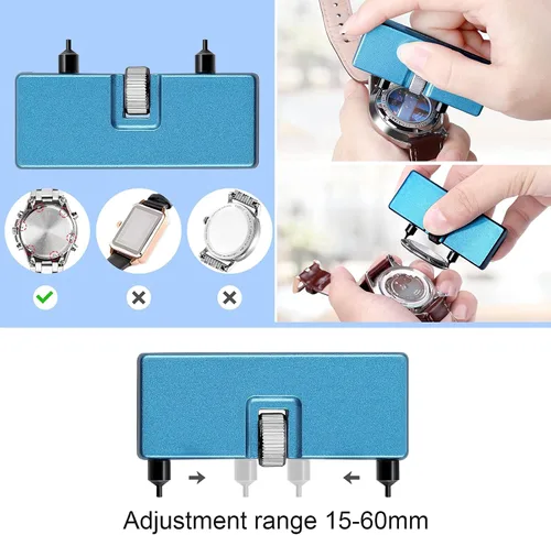Vista 3 de JOREST Kit de reparación de relojes, para reemplazo de batería de reloj y ajuste de correa de reloj y limpieza de relojes, removedor de espalda