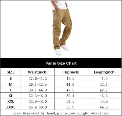 Vista 7 de THWEI Pantalones cargo para hombre, pantalones deportivos casuales de algodón, holgados, rectos