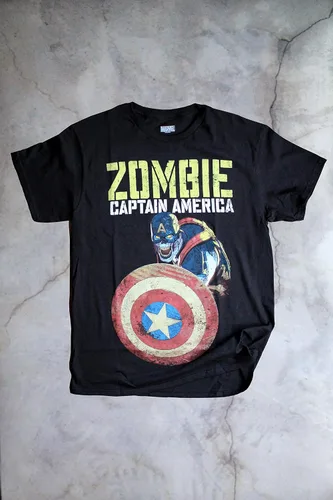 Vista 4 de Marvel What If Camiseta Zombie Captain America para adultos Negro
