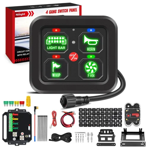 Vista 24 de Nilight Sistema de relé de control de circuito azul 12V 24V del panel
