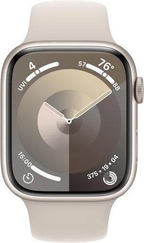Vista 2 de Apple Reloj Series 9 [GPS + celular, 1.77 pulgadas] - Estuche Starlight con correa deportiva Starlight, S/M (renovado)