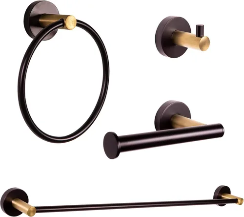 Vista 20 de Design House 582734-BGD Kelton - Gancho para bata, color negro mate, dorado satinado
