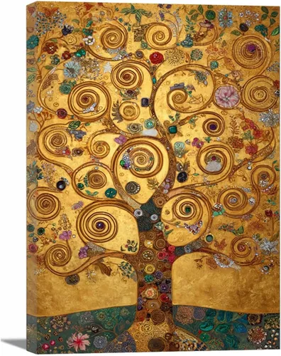 Vista 7 de VOCBAN Nature Tree of Life Abstract Pictures Canvas Painting Large Modern Canvas Wall Art Colorful Trees Living Room Wall Decor Plant Prints(black