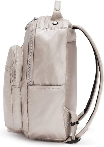 Vista 45 de Kipling Mochila pequeña Seoul para mujer, duradera, correas acolchadas para el hombro con funda para tableta, bolsa, Firma Emb, Mochila para tableta