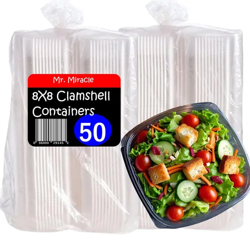 Vista 11 de Mr Miracle - Envases de almeja de plástico transparente desechables, resistentes a fugas y duraderos para entregas como Uber Eats, ideales