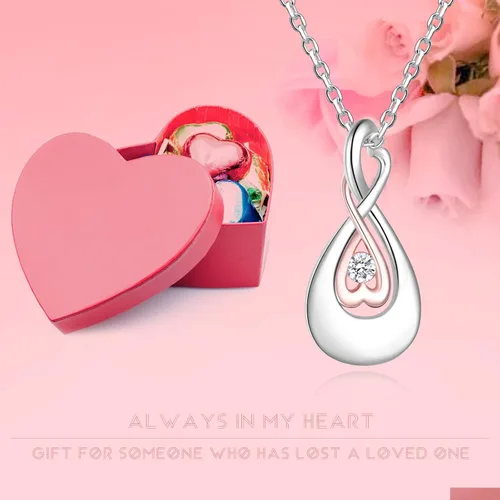 Vista 7 de ACJFA Infinity Love Urn Collar de plata de ley 925 CZ lágrima corazón cremación joyería recuerdo recuerdo collar para cenizas joyería regalo