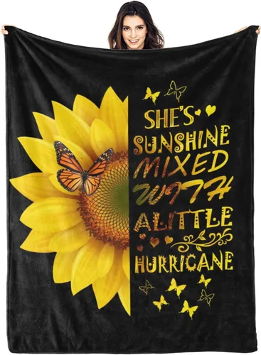 Vista 14 de Manta de girasol, suave, cálida, ligera, acogedora manta de felpa para cama, sofá, oficina, decoración de regalos para niños y mujeres, 80 x 60