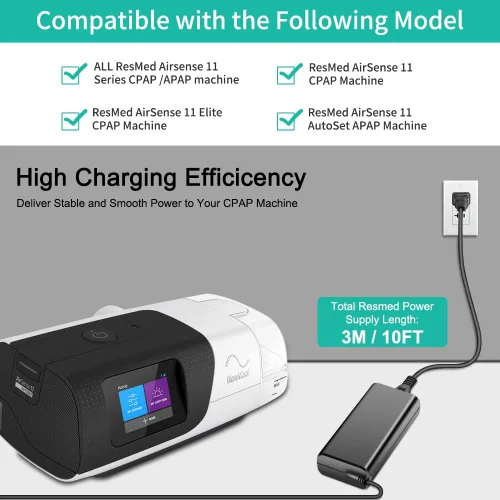 Vista 3 de HKY Reemplazo Resmed AirSense 11 Cable de alimentación 24V 2.71A 65W Fuente de alimentación para Resmed Air 11 AirSense 11 AutoSet/AirSense 11