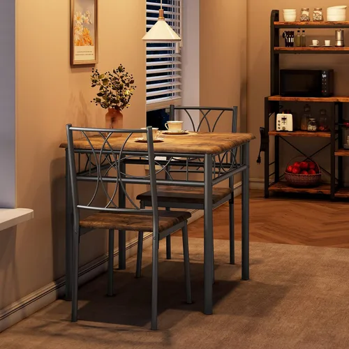 Vista 9 de CABIHOME Juego de mesa de comedor para 2, juego de mesa de cocina de 3 piezas para 2, juego de 2 mesas de cocina cuadradas, juego de mesa de comedor