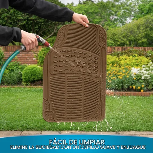 Vista 5 de BDK ProLiner Alfombrillas para automóvil, camiones, SUV, 2 piezas para todo tipo de clima con diseño de ajuste universal, tapetes duraderos con Beige