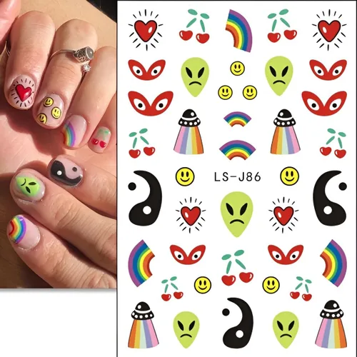 Vista 6 de 6 hojas de calcomanías de arte de uñas de Halloween, lindas calcomanías de fantasma, 3D, autoadhesivas, telaraña, murciélago, calabaza, decoración