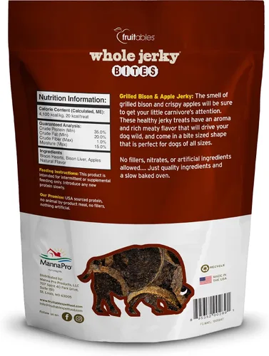 Vista 2 de Fruitables Golosinas para perros – Bocadillos enteros – Bisonte a la parrilla y golosinas para perros – Golosinas saludables para perros – 5 onzas