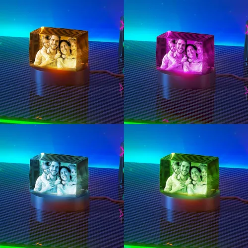 Vista 4 de Foto de cristal 3D, regalos personalizados para padre, papá, marido, mamá, esposa, hombres, mujeres, ella, él, regalos de cumpleaños conmemorativos