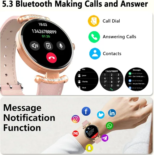 Vista 2 de Relojes para mujer, responder/hacer llamadas, reloj AMOLED de 1.32 pulgadas con pantalla ultra clara para mujer con frecuencia cardíaca, monitor