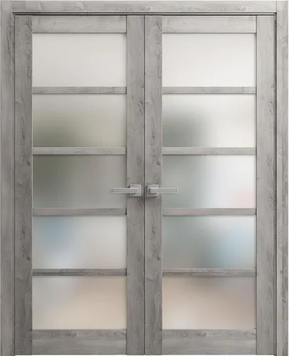 Vista 10 de Puertas dobles francesas macizas de vidrio esmerilado de 36 x 80 pulgadas Quadro 4002 ceniza de chocolate Marcos de panel sólido de madera