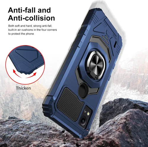Vista 6 de Ailiber AT&T Motivate 4 Funda para teléfono con protector de pantalla, soporte de anillo para soporte magnético de automóvil, grado militar