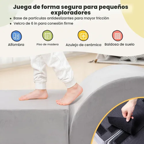 Vista 5 de Rinnebbit Bloques de escalada de espuma para niños pequeños, juego de 5 piezas para escalar túneles y gatear, juego de actividades en interiores