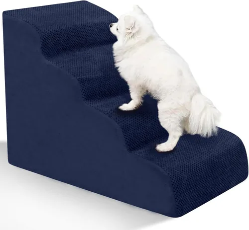 Vista 27 de Escaleras para Perros para Perros Pequeños - Rampa de Espuma de Alta Densidad, Pasos Extra Anchos para Mascotas con Fondo Antideslizante para Camas