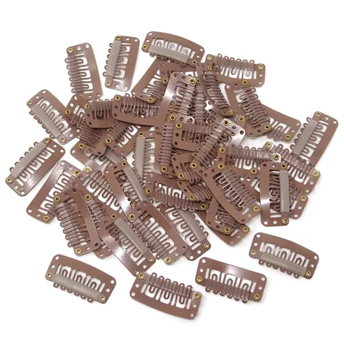 Vista 10 de Honbay 50 clips de presión en forma de U de 6 dientes para extensiones de cabello, 1.3 pulgadas (beige)