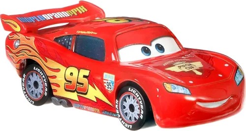 Vista 2 de Disney Pixar Cars Rayo McQueen con ruedas de carreras