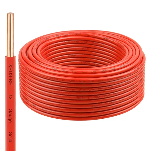 Vista 33 de Cable THHN 25 pies, Conductor Único de Cobre Desnudo, Cable Eléctrico Rojo 10AWG, Cable de Construcción Sólida de 600V con Funda de Nylon