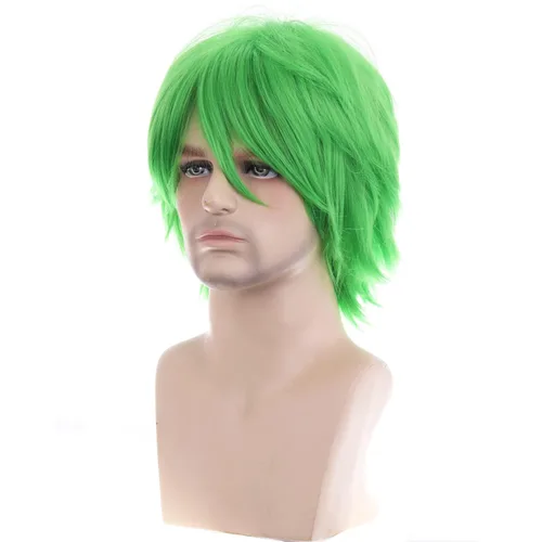 Vista 29 de RightOn Peluca marrón corta para disfraz, pelucas cortas marrones para hombre y mujer, fiesta de cosplay