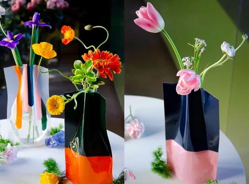 Vista 2 de BLOFLO - Florero plegable, florero plegable, florero expandible, jarrones de flores de plástico, jarrones extraíbles para centros de mesa