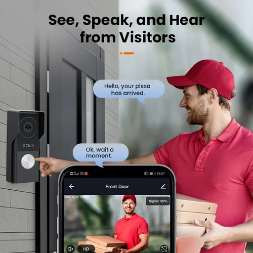 Vista 6 de Sistema de intercomunicación de timbre de video inteligente para el hogar con pantalla táctil grande de 10.1 pulgadas, cámara
