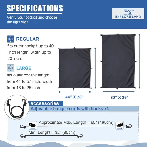 Vista 3 de Explore Land Cubierta universal impermeable para cabina de kayak, cubierta de sello para cabina de kayak para interior y exterior, regular de 44 x