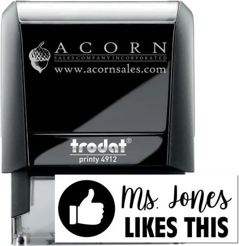 Vista 2 de Sello personalizado de Facebook Thumbs Up, bonito regalo para profesores, hecho a medida, disponible en 11 colores de tinta, tamaño 3/4 pulgadas x