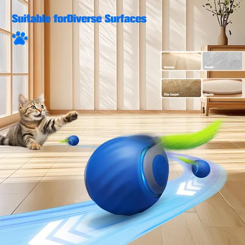 Vista 4 de 2 piezas Speedy Tail, pelota interactiva 2.0 de juguete para gatos para interiores, bolas automáticas de sprint rápido y bola de canciones, juguetes