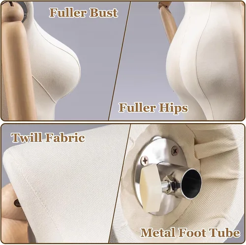 Vista 6 de Vestido de maniquí femenino con rueda universal, forma de vestido de mujer de talla grande para tiendas de ropa al por menor (Torso, L)