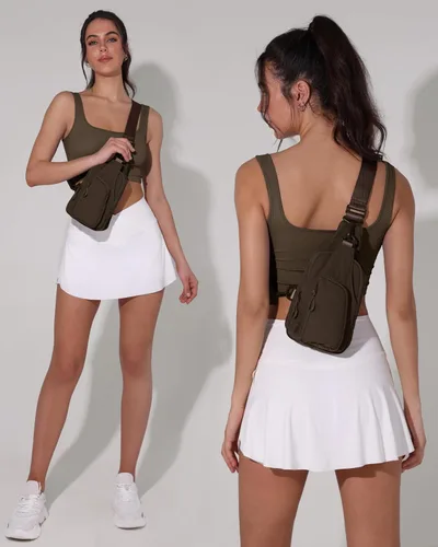 Vista 2 de ODODOS Bolso bandolera diario con correas ajustables, bolso cruzado en el pecho, mochila pequeña ligera para viajes casuales y senderismo