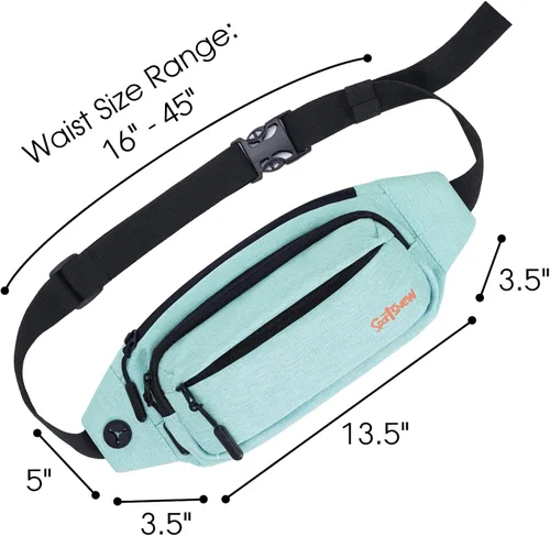 Vista 4 de Riñonera grande para hombre con 5 bolsillos con cremallera, paquete de bolsa de cintura para correr, deporte, entrenamiento, viajes, Casual