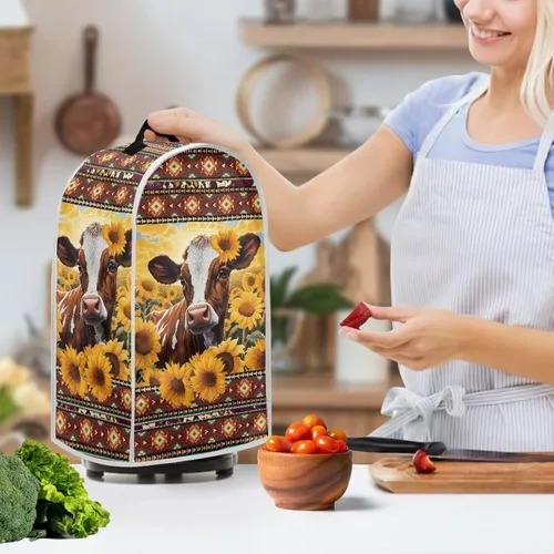 Vista 4 de Aztec Cow - Funda para batidora de girasoles con mango superior, ligera, lavable, para cocina, cafetera, decoración de procesadores de alimentos