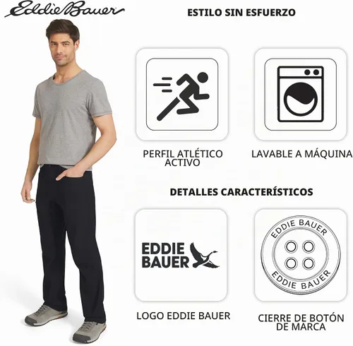 Vista 5 de Eddie Bauer pantalones Rainier para hombre Negro Rainier