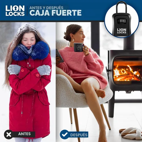 Vista 7 de Caja de bloqueo de llaves Lion Locks - Caja de bloqueo de llaves para casa, Caja de bloqueo inmobiliaria con combinación, Caja de seguridad
