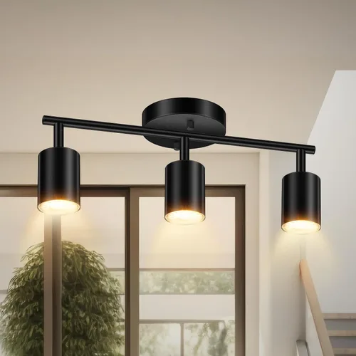 Vista 23 de Accesorios de iluminación de pista de techo negro, accesorio de iluminación de cocina, kit de luz de pista de 4 luces de 30", luces de techo LED