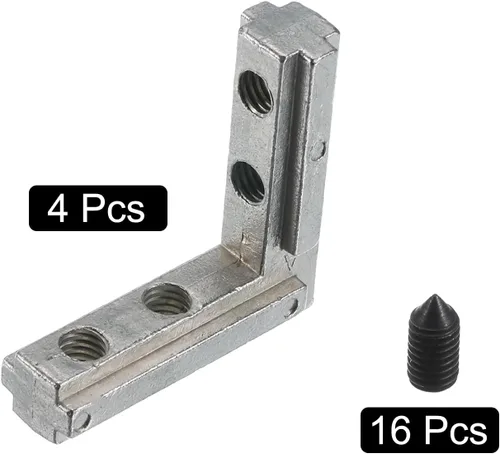 Vista 3 de uxcell Soporte de junta interior en forma de L, 4 conectores de esquina interior con tornillos M6 para ranura de perfil de extrusión de aluminio