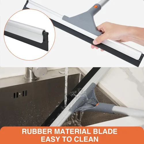 Vista 5 de Eazer Escoba de rasqueta para suelo: cepillo de limpieza de servicio pesado con poste de aluminio extensible de 50.3' y hoja de goma para cocina