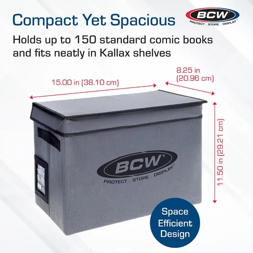 Vista 3 de BCW Caja de almacenamiento de cómics – 2 unidades Estuche plegable Cada uno se adapta a 125-150 libros de cómics con funda y tablero