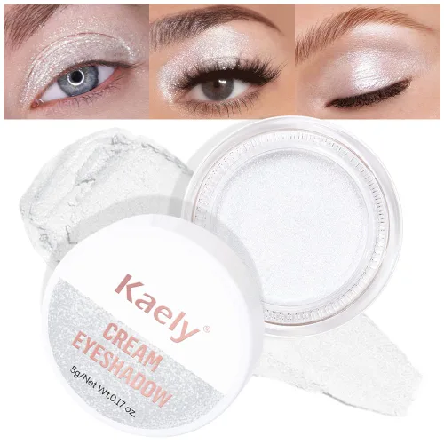 Vista 9 de evpct Paleta de maquillaje en pote de sombra de ojos en crema única para mujeres mayores, sombra de ojos de champán con shimmer, glitter metálico
