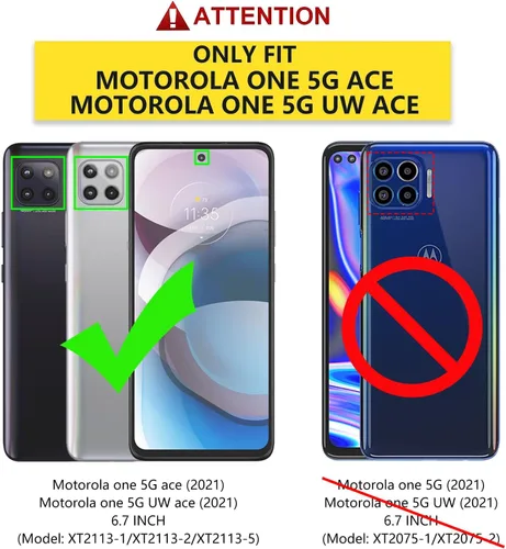 Vista 2 de V/A - Funda para Motorola One 5G Ace con protector de pantalla integrado, protección de cuerpo completo a prueba de golpes, parachoques delantero