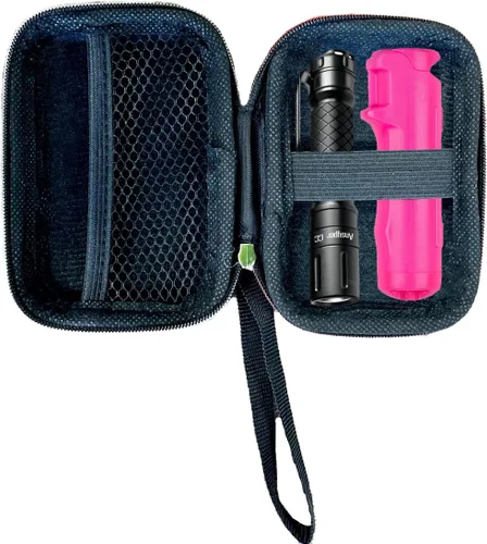 Vista 2 de AGOZ Estuche pequeño de carcasa dura para kit de seguridad, mini funda para gas pimienta, Taser, linterna, bolsa de transporte dura con correa
