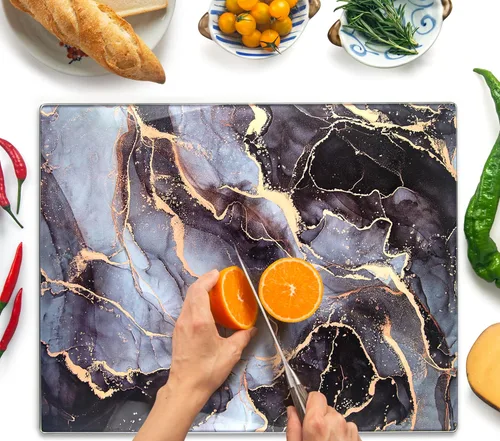 Vista 20 de Tabla de cortar de vidrio Kitchenville 16"x12": Protector de encimera de vidrio templado para la cocina - Duradero - Resistente a los arañazos