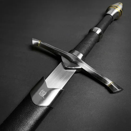 Vista 3 de Espada medieval, espada de una mano, hoja aburrida. Para colección, regalo, espectáculo y cosplay justo y LARP