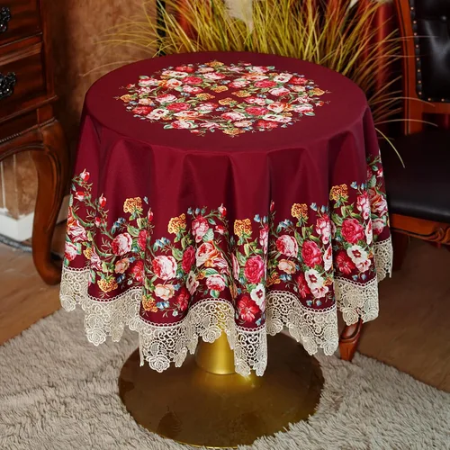 Vista 2 de SUTAVIA Mantel de encaje floral impermeable, rectangular, lavable, para el hogar, vacaciones, Acción de Gracias, Navidad, fiesta, comedor