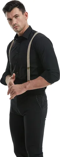 Vista 4 de MENDENG Tirantes ajustables para hombre clips de metal de bronce con cuero
